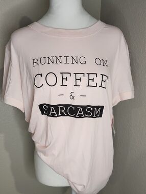 NWT Lularoe Liv Running on Coffee & Sarcasm Pink Women's Tee
